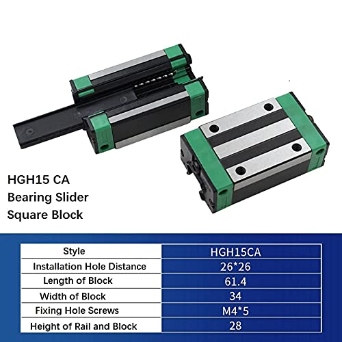 Mssoomm 15mm Hgh15 CNC štvorcová lineárna vodiaca lišta súprava 4ks HGH15 - 62,2 palca / 1580mm + 8ks Hgh15-CA